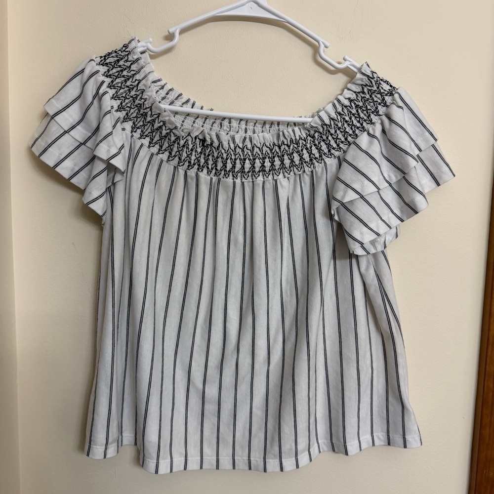 American Eagle Outfitters Black and White Striped Blouse
